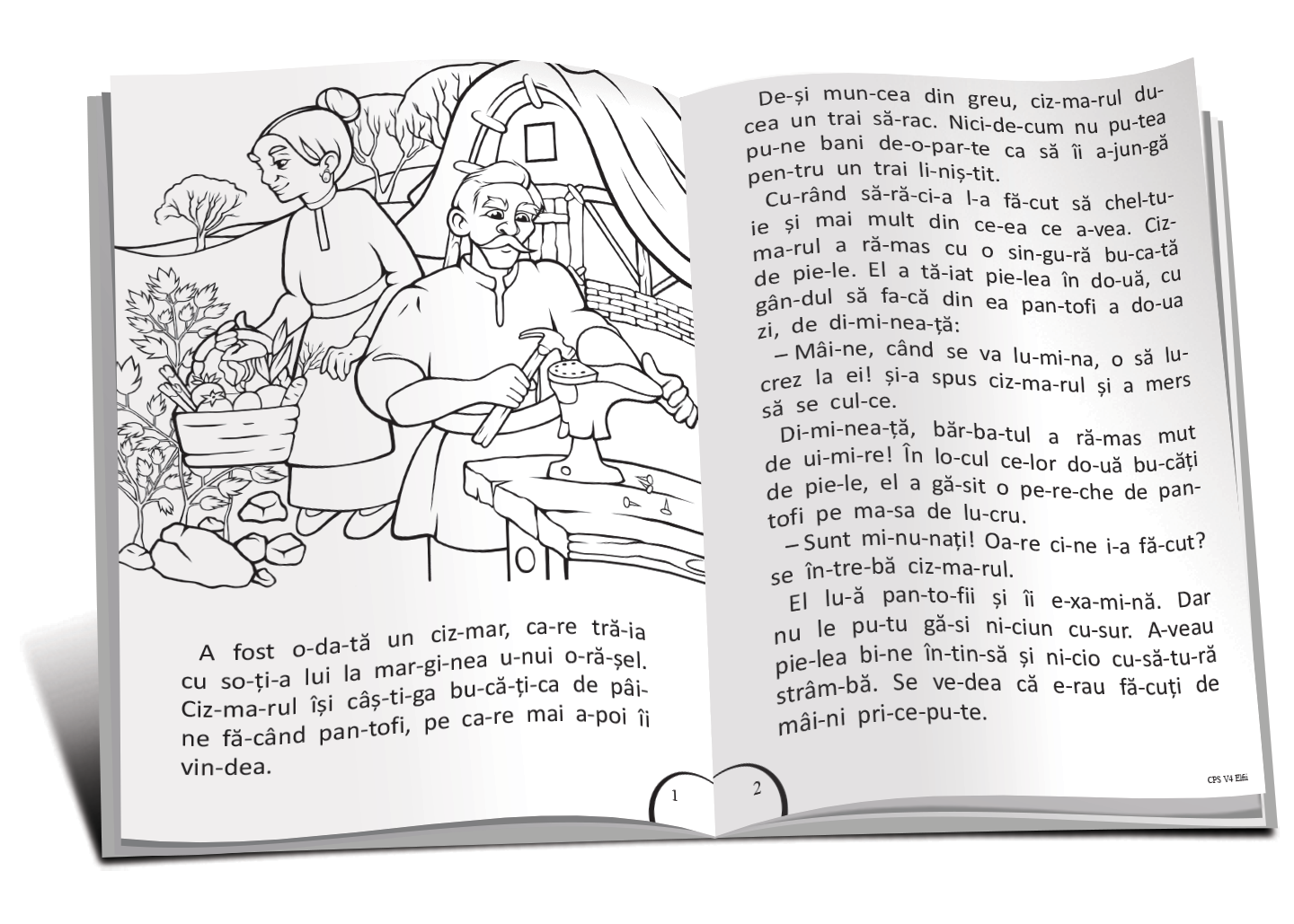 Citesc pe silabe. Colorez. Elfii și cizmarul (vol.4)