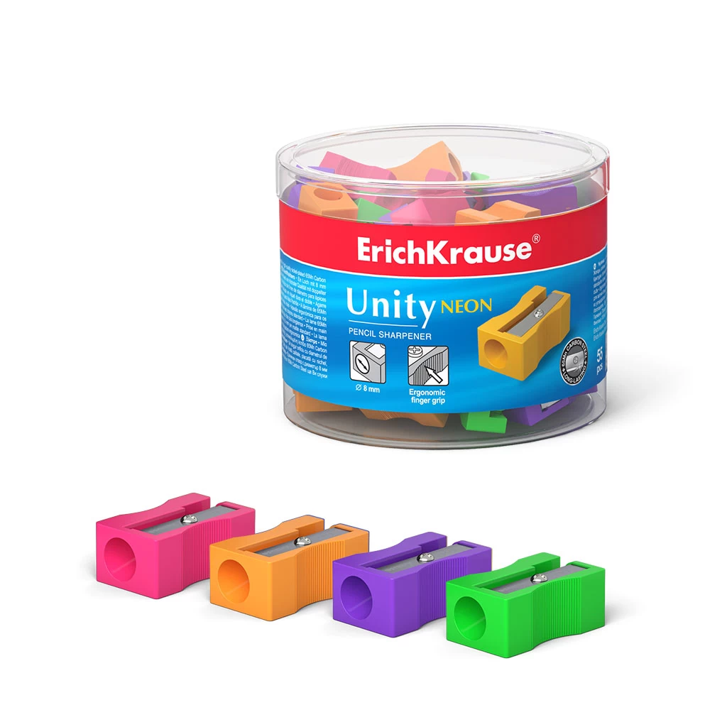 Ascuțitoare plastic ErichKrause Unity, Neon, assorted