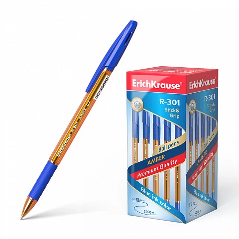 Pix pe ulei  ErichKrause® R-301 Amber Stick&Grip 0.7, ink color: albastru