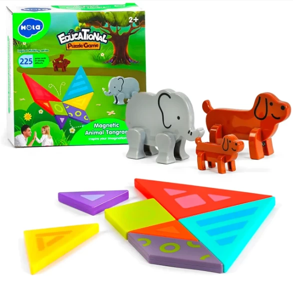 Tangram cu animale magnetice