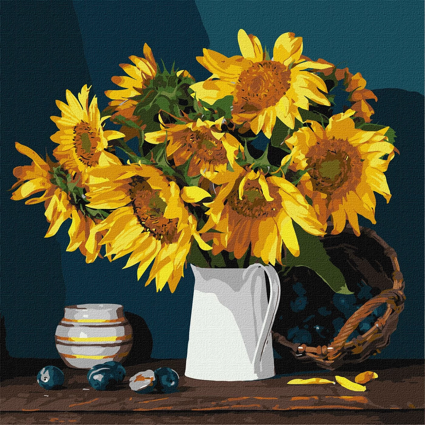 Tablou pe numere "Floarea-soarelui stralucitoare" 40x40cm KHO2865