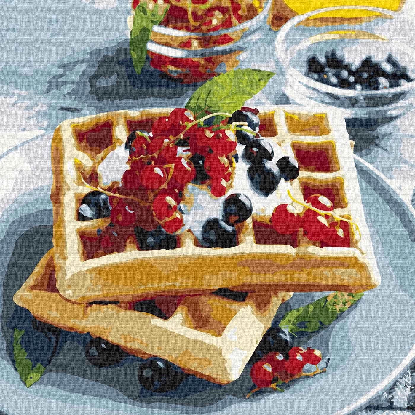 Tablou pe numere "Vafe belgiene cu fructe de padure" 30*30 cm KHO5612