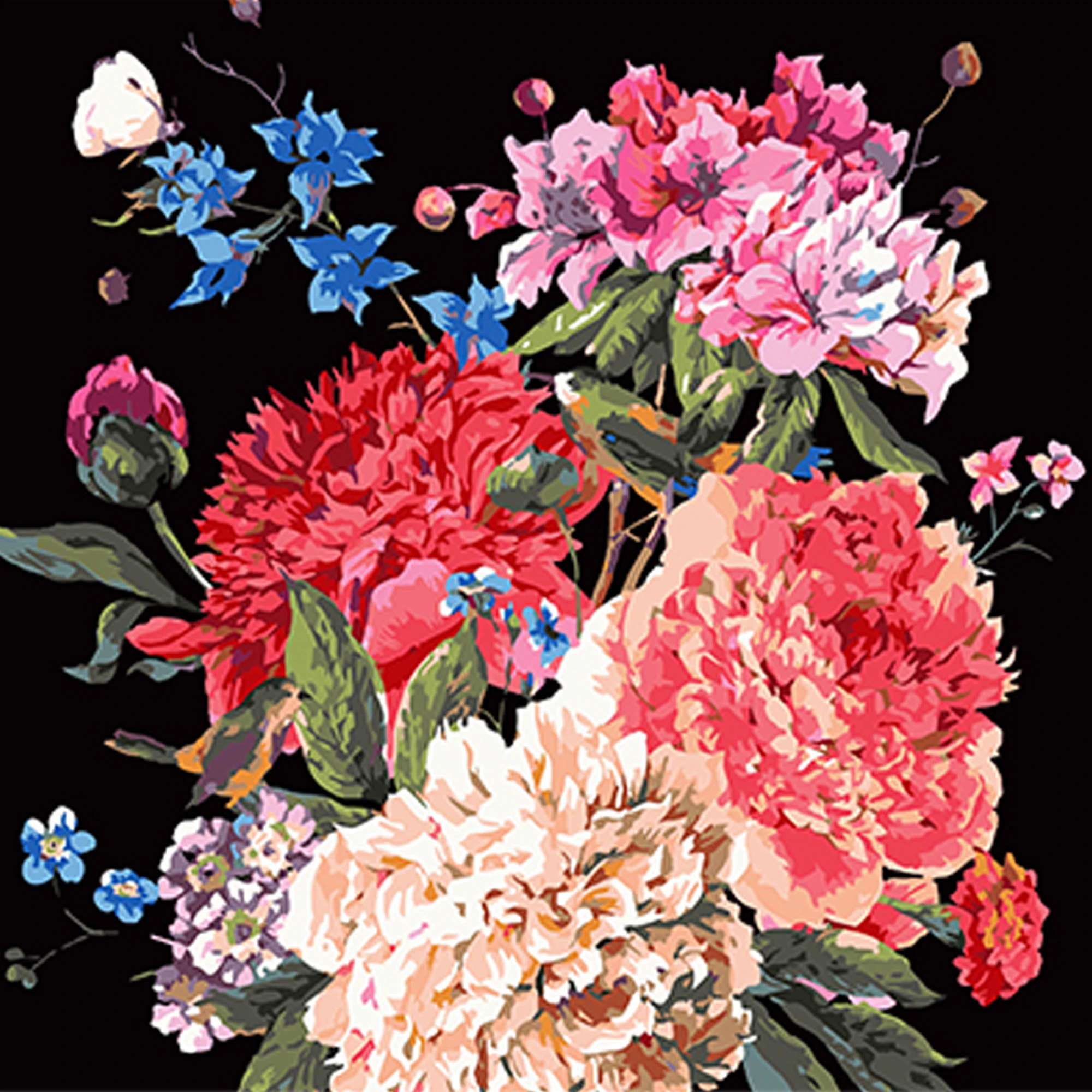 Tablou pe numere  40x40 cm ""Armonia florilor"