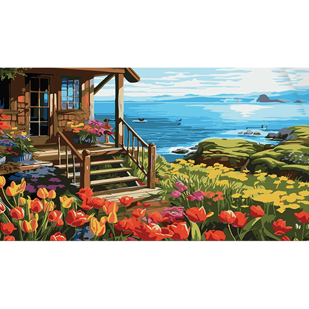 Tablou pe numere 50x25 cm "Casa de lângă mare"