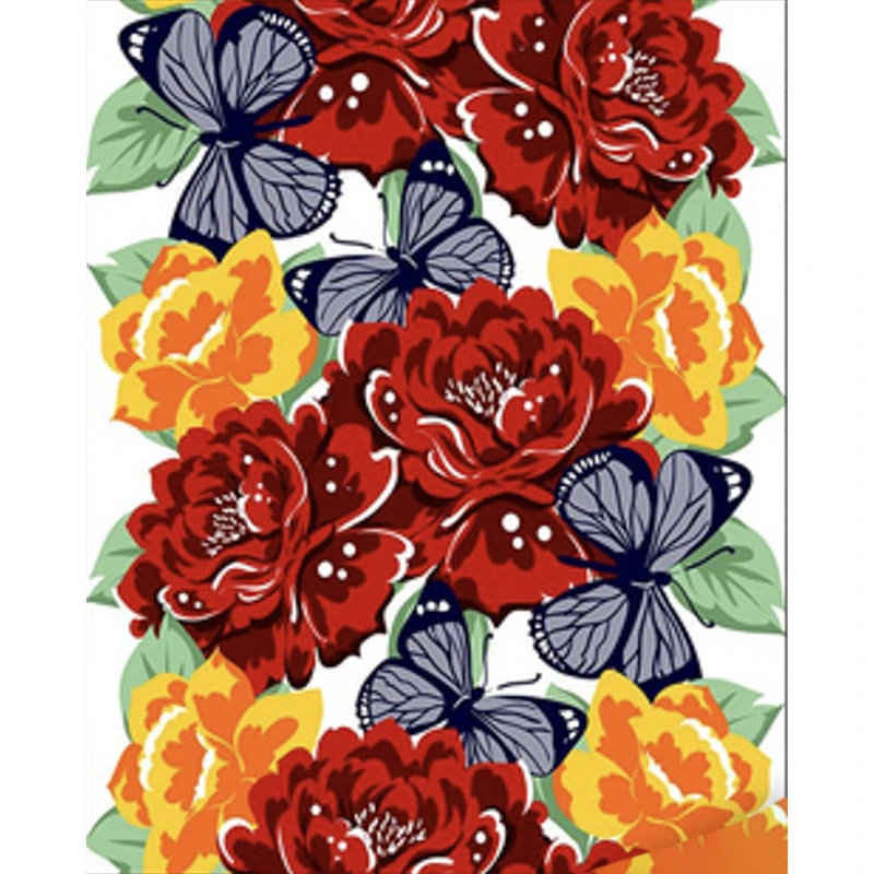 Mozaica cu Diamante 40x50 cm "Ornament floral cu fluturi"
