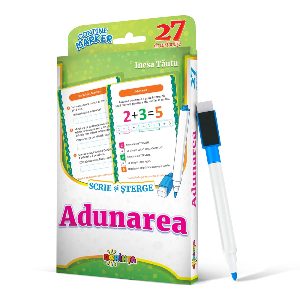 27 de cartonașe. Scrie și șterge. Adunarea