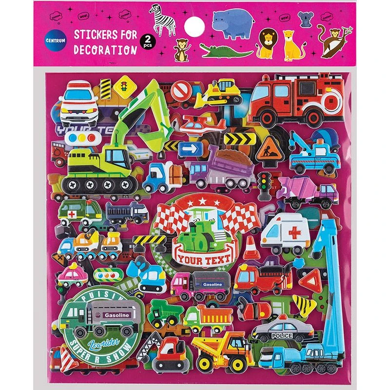 Abtibilduri decorative ZOO & CARS Puffy ,set 2 buc.190x190mm