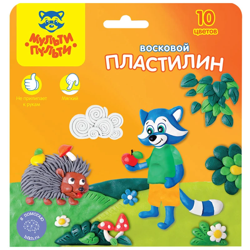Plastilină 10 cul.150 gr.+cutit,cu ceara "Raton" / MULTI PULTI