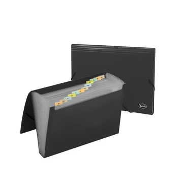 Mapa cu elastic, 12 sectiuni cu separator,negru