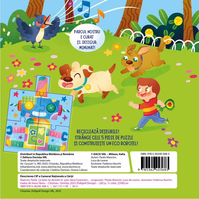 Ce bine ne distrăm în  parc dacă îl păstrăm... Carte cu ecopuzzle.