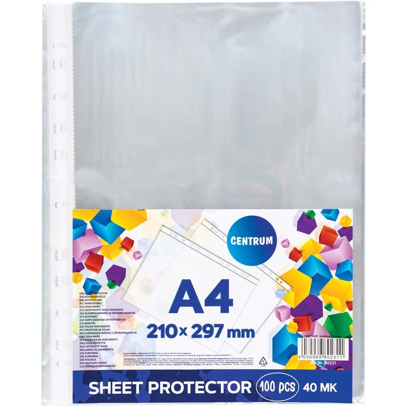 Folie plastic A4,100buc.0.040mm Centrum