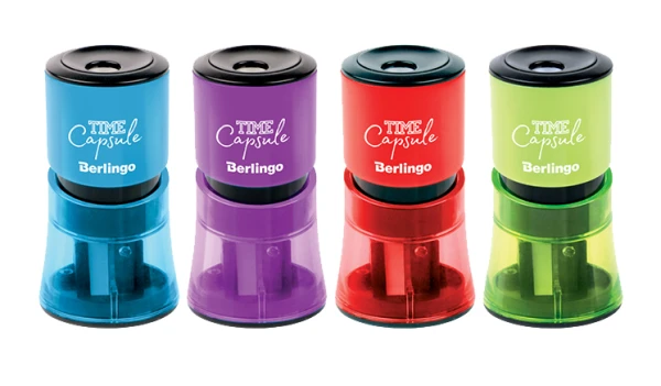 Ascutitoare plastic cu 2 lame cu container (12) "TimeCapsule", Berlingo