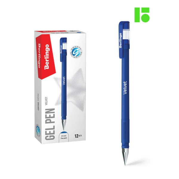 Pix cu gel Berlingo "Velvet", albastru, 0,5mm(12)
