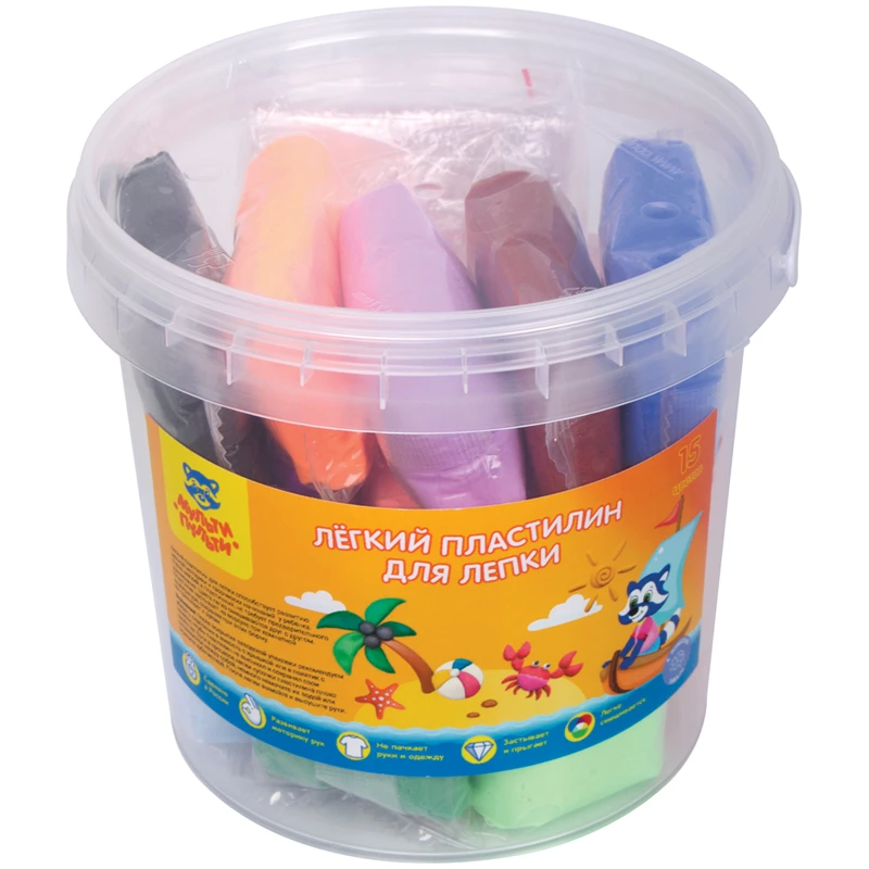 Plastilina usoara 15 cul.,galeata, MULTI PULTI