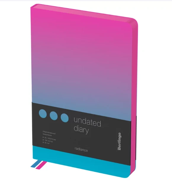Agenda nedatata, A5, 136 file, imitatie de piele, Berlingo "Radiance", gradient roz/albastru Berlingo