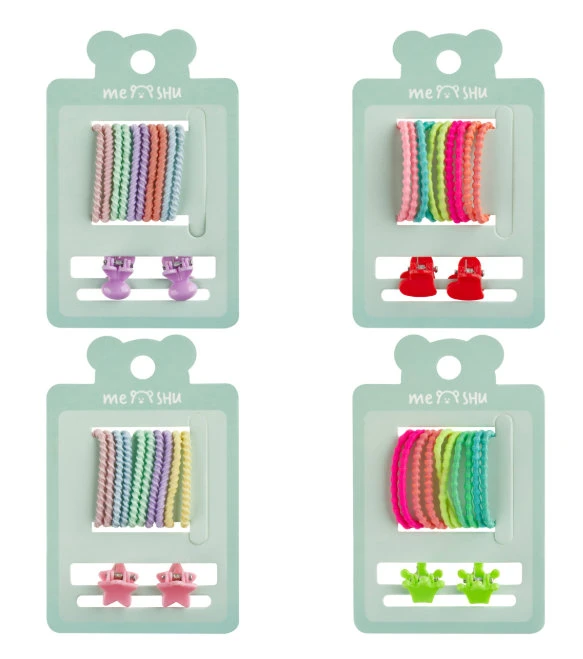 Set de accesorii pentru par , elastic 10 buc.+agrafe 2 buc. MESHU