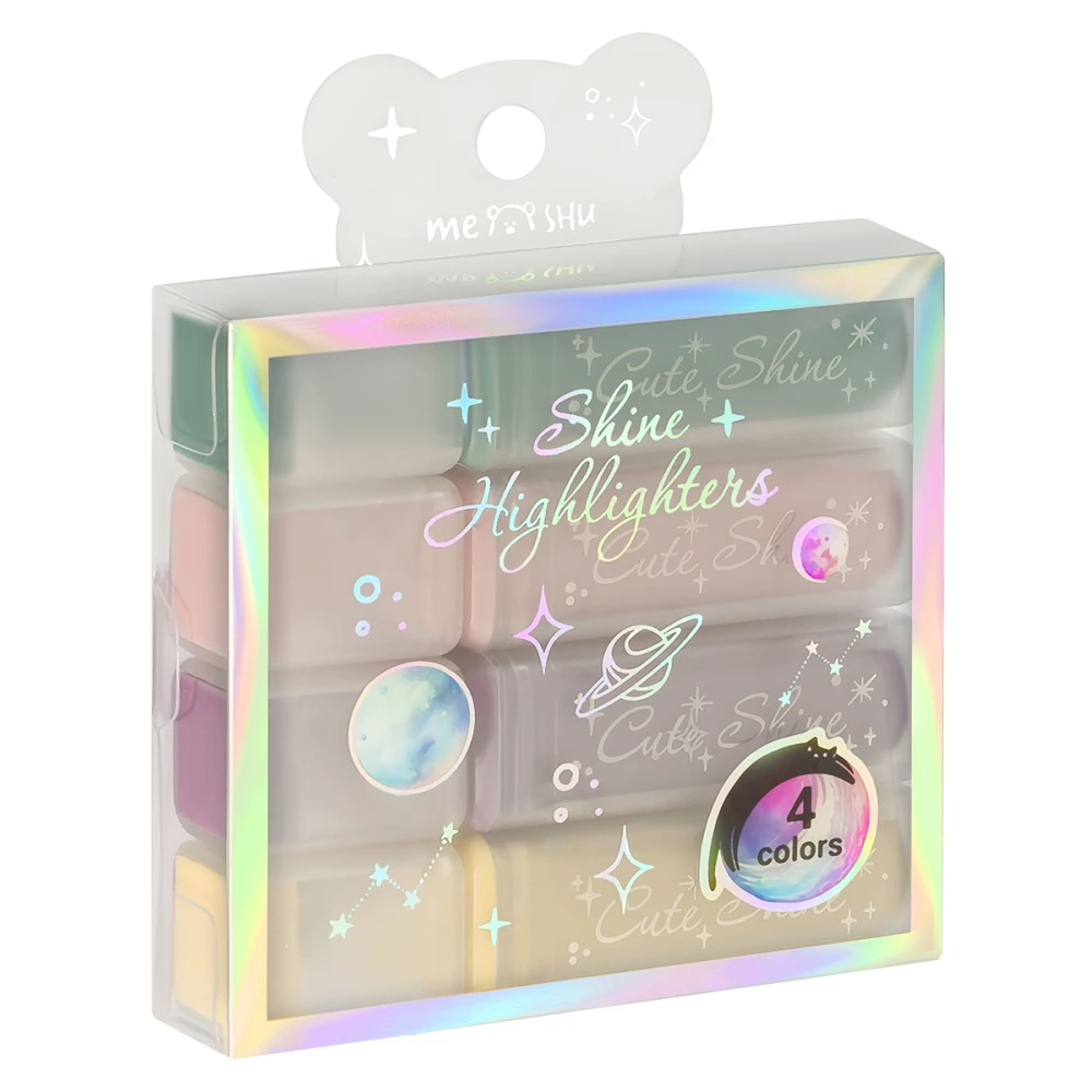 Marker evidentiator set 4buc. "Shiny" ,pastel cu sclipici, MESHU