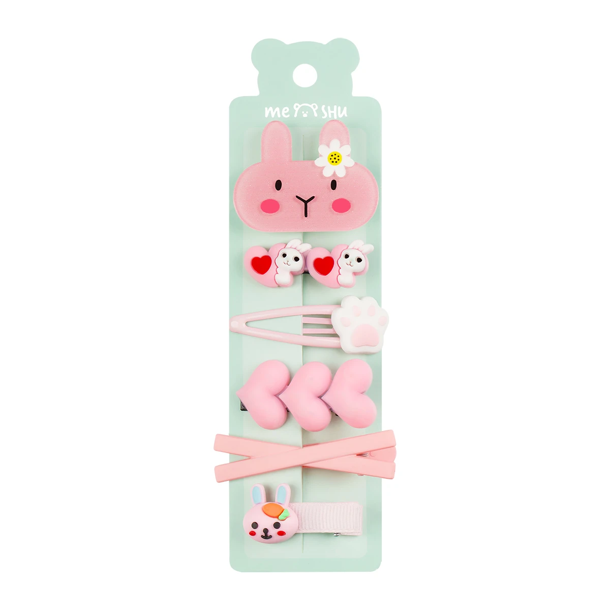 Agrafe de par , roz, set 6 buc, MESHU