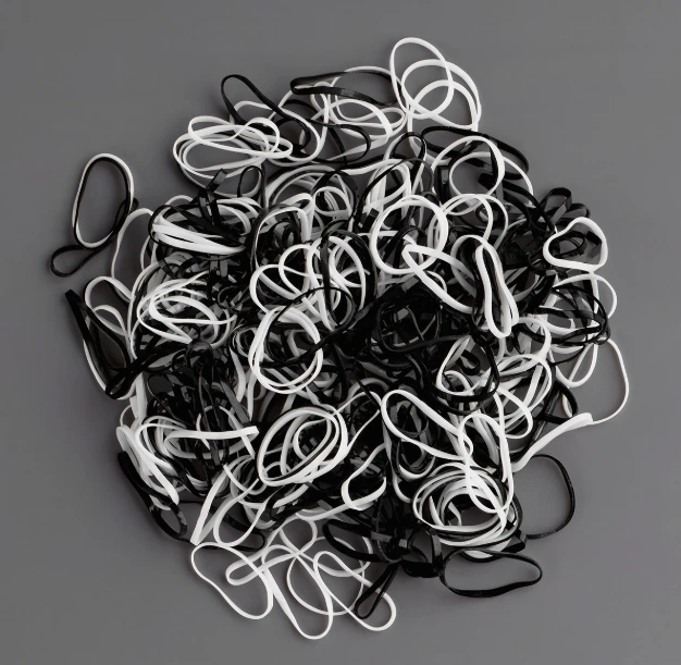 Elastice pentru par,set 300 buc. alb/negru, MESHU