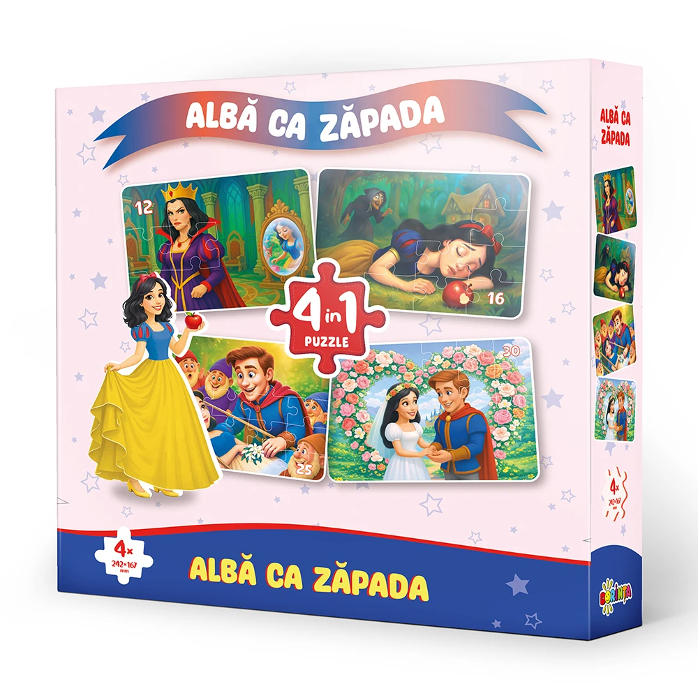 Puzzle 4in1 Albă ca Zăpada