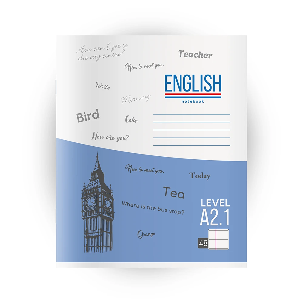 Caiet 48 foi linii mari. English Notebook. Level A2.1