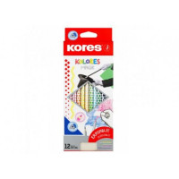 Creioane color Kores Erasable (12 culori) + radieră