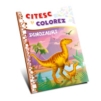 Citesc și colorez (pe silabe). Dinozauri
