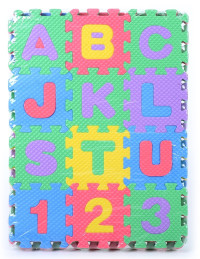 Covoraș Puzzle din burete cu litere și cifre, 36 piese