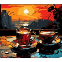Tablou pe numere 30x40 cm "Ceai la apus"