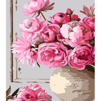 Tablou pe numere 30x40 cm "Bujori roz"