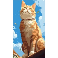 Tablou pe numere 50x25 cm "Pisicuță visătoare"