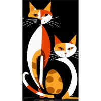 Tablou pe numere 50x25 cm "Pisici geometrice in stilul suprarealismului"