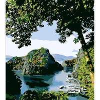 Tablou pe numere 30x40 cm "Oaza verde"