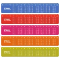 Rigla plastic 20cm "Tabla Inmultirii", cul.perlate (20)