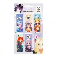 Semne de carte magnetice, 6 buc., "Neko", laminare lucioasa, MESHU
