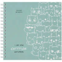 Sketchbook 60foi, 150*150 "Cat wave", pe spira, lac selectiv, Soft Touch,120gr/m2 / MESHU